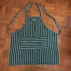 Vintage Gourmet Classic Green Striped Apron w/ Pockets Excellent Condition